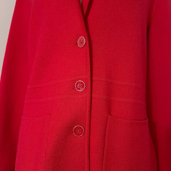 Talbots Women's Red 3 Button Front Blazer Jacket 100% Merino Wool Coat Sz Large - Picture 7 of 10